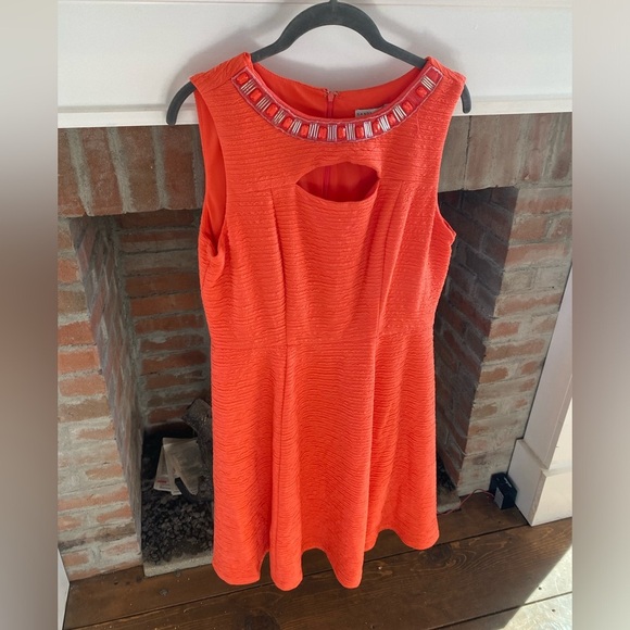 Sandra Darren Tangerine Jeweled Neckline A Line Easter Dress Spring size… - Picture 1 of 7